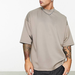 T-shirt à manches courtes pour homme, couleur unie, col rond, décontracté, tricoté, 100% coton jersey, coupe classique - Product Image 1