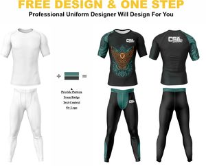 Vêtements de sport MMA très demandés, rashguard et shorts BJJ, tissu Spandex personnalisé, impression par sublimation, vêtements de compression pour hommes - Product Image 2