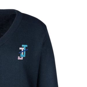 Pull à col en V pour femme, tricot brodé, manches longues, vêtements décontractés d'hiver, vêtements de mode - Product Image 4