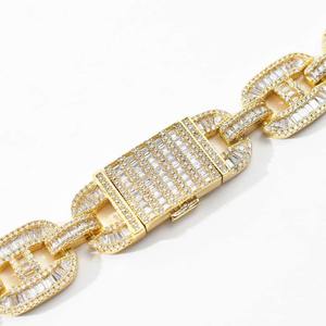 Wholesale Silver Moissanite Diamond Fancy E Color 925 Silver Iced Baguette Emerald Luxury Diamond Bracelet For <b>Mens</b> - Product Image 4