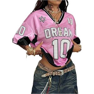 <b>Light</b> Blue V-<b>Neck</b> American Football Jersey Contrast Trim Mesh Fabric Breathable Sportswear Streetwear Fashion 01 Shirts - Product Image 5