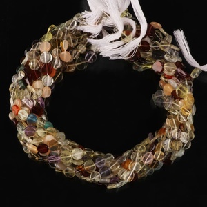 Perles en pierres précieuses naturelles multicolores, forme de pièce de monnaie, prix de gros, perles rondes polies en vrac pour la fabrication de bijoux - Product Image 5