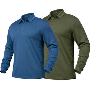 Nuevo Polo de Manga Larga para Hombre, Estilo Europeo, Cuello Camisero, Otoño/Invierno, Tejido de Punto, Secado Rápido, Spandex/Poliéster - Product Image 2
