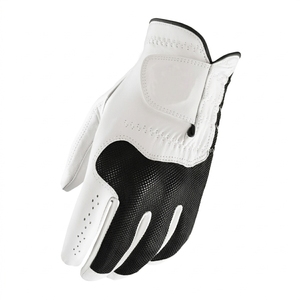 Gant de golf en cuir véritable respirant et léger de qualité supérieure, main gauche, unisexe, blanc et noir, design en maille, fermeture à enfiler - Product Image 3