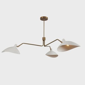 Mid Century Modern Brass Ceiling Light White Geometric Shade Indoor Living Room Fixture - Product Image 4