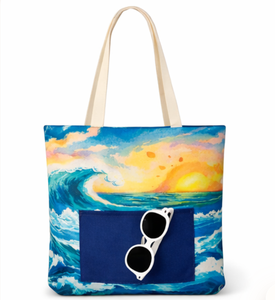 Sac de plage et de shopping en toile de coton moyen COTTON VOYAGE avec motif lettres, poignée épaule et poche – Durable, tendance, pour jeunes femmes - Product Image 4