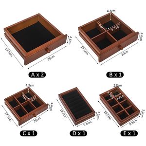 Portagioie Artigianale in Legno a 5 Strati, Stile Personalizzato con 4 Cassetti, Scatola Portaoggetti Marrone Stampata - Product Image 6