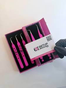 แหนบดึงขนตาปลายแหลมสีชมพูร้อน 45/90 องศา ผลิตจากสแตนเลสเคลือบสีเงิน ป้องกันแม่เหล็ก ป้องกันไฟฟ้าสถิต ปลายเรียบ รูปหัวใจ - Product Image 6