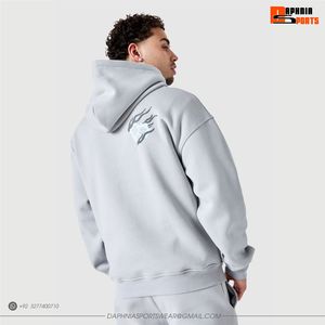Daphnia <b>Men's</b> Oversized <b>Grey</b> <b>Hoodie</b> 3D Puff Print Custom Streetwear Heavyweight Fleece Pullover <b>Hoodie</b> For <b>Men</b> - Product Image 3