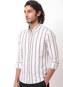 เสื้อเชิ้ตผ้าฝ้าย 100% ลายทางสไตล์คลาสสิค ใส่สบาย ระบายอากาศดี เหมาะสำหรับฤดูร้อน แบบติดกระดุม ODM - Product Image 2