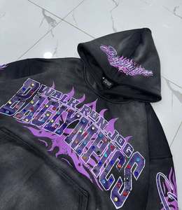 Sudadera con Capucha de Invierno con Gráficos de Diamantes de Imitación Personalizados, Unisex, Estilo Vintage, Sudadera de Calle, de Alta Calidad, de Algodón Ecológico, con Brillo - Product Image 5