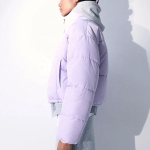 Custom Embroidery Logo Women <b>Crop</b> Padded <b>Jacket</b> New Arrival Detachable Hood Women Bomber <b>Jacket</b> Ladies <b>Puffer</b> Coat - Product Image 2