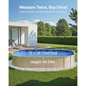 Telo di rivestimento ovale durevole per piscina fuori terra, 12 x 24 piedi, stile a sovrapposizione, altezza parete da 48 a 54 pollici, misura standard - Product Image 3