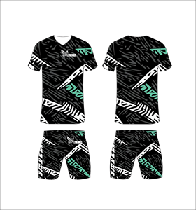 Conjunto de Uniforme de Fútbol Sublimado Personalizado, Patrón Gráfico en Negro, Blanco y Verde, Transpirable, de Secado Rápido, Camiseta de Fútbol para Hombre, Conjuntos Cortos - Product Image 1