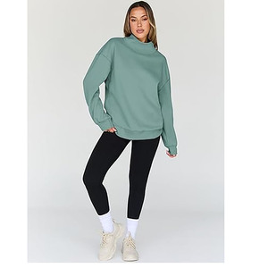 Women Oversized <b>Mock</b> <b>Neck</b> Sweatshirt Casual Loose Long Sleeve Pullover <b>Top</b> - Product Image 5