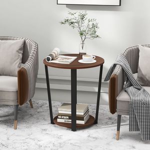 Tavolino rotondo con ripiano aperto e struttura in metallo - Comodino - Product Image 4