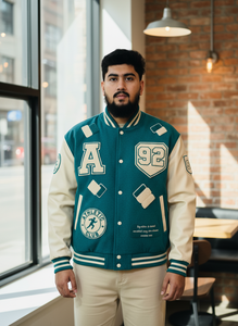 Chenille Letter Embroidery Patches Custom Logo College Leather Sleeve Wool Varsity Bomber Baseball Letterman <b>Jacket</b> Man - Product Image 5