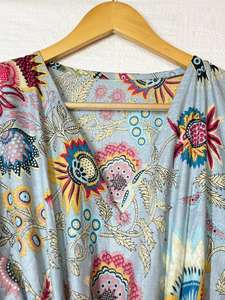 Caftán de Playa de Algodón con Estampado Tropical, Cintura Ajustable, Vestido Maxi Tipo Lounge, Ropa Bohemia para Vacaciones en Resort, Suministro al por Mayor - Product Image 2