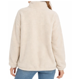 Sweat-shirt en polaire sherpa à col montant, boutonné, surdimensionné, chaud, décontracté, brodé, personnalisé OEM, 100% polyester - Product Image 3