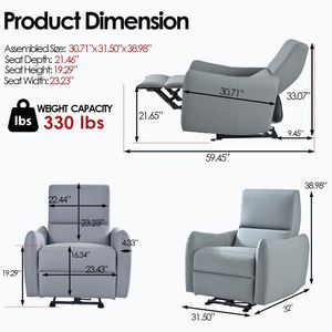 Small Electric Power <b>Recliner</b> Chair Zero Wall Hugger <b>Recliner</b> for Living Room Wall Hugger <b>Recliner</b> - Product Image 5