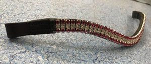 Frontal de cheval en cuir italien avec cristaux roses et argentés à quatre rangées, équipement d'équitation haut de gamme pour concours - Product Image 5