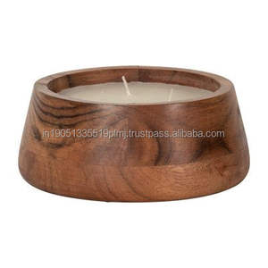 Bougeoirs en bois d'acacia personnalisés de haute qualité ou bol et bocaux bougeoirs en bois de mangue naturel solide - Product Image 5