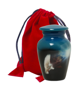 Urne funéraire miniature peinte « Oiseau blanc retournant à la maison » pour cendres commémoratives – Urnes et objets commémoratifs esthétiques - Product Image 1
