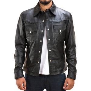 Chemises pour hommes, dernière mode, en cuir de qualité supérieure, boutonnées, coupe ample, vêtements décontractés, entièrement doublées, légères, élégantes, pour l'extérieur, hiver - Product Image 4