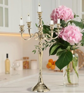 Brass <b>Candelabra</b> Five Arm Candle Holder Home Decoration Durable Metal Stand - Product Image 2