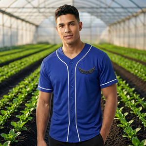 Camiseta de Béisbol Unisex Azul Rey Estampada, Transpirable, de Manga Corta, con Botones al Frente, que Absorbe la Humedad, Ajuste Regular, para Adultos - Product Image 5
