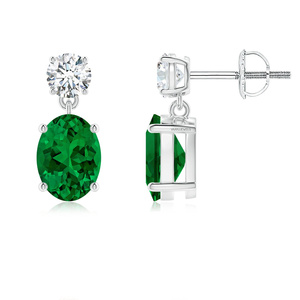 Boucles d'oreilles clous en or 10K 14K 18K et argent 925 935 avec émeraudes et diamants, bijoux de mariage tendance pour femmes, plaqué or - Vaayu Jewels - Product Image 2