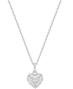 Set di 2 Pezzi Set collana con ciondolo a forma di cuore con diamanti e orecchini abbinati (1/4 ct.) t.w.) in Argento Sterling |   Macy's - Product Image 2