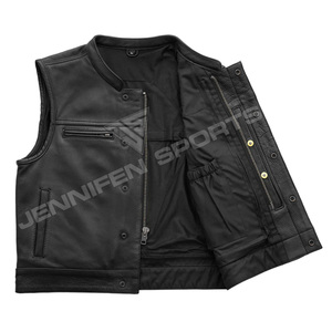 Chaleco de cuero vacuno 100% genuino para hombre con múltiples bolsillos, chaleco de cuero para motociclista, chaleco de cuero para motocicleta - Product Image 2