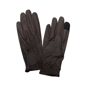 Brown <b>Leather</b> Full Finger Riding <b>Gloves</b> OEM Manufacturer Touchscreen Compatible Equestrian <b>Gloves</b> For Men and <b>Women</b> - Product Image 1