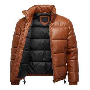 Veste rembourrée en cuir véritable conçue pour la protection hivernale, offrant une isolation optimale, une tenue confortable et un style saisonnier. - Product Image 3