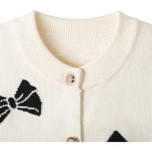 Cardigan en tricot à manches longues pour fille, col rond, décontracté, en laine, hiver/automne, imprimé, broderie décorative - Product Image 4