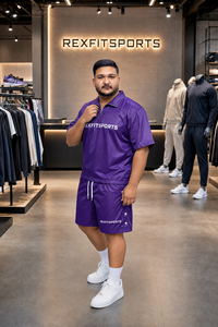 REXFIT SPORTS 2026 Custom Men Purple Nylon Short Set Quarter <b>Zip</b> <b>Shirt</b> and Shorts Private Label Sportswear Breathable tracksuit - Product Image 4