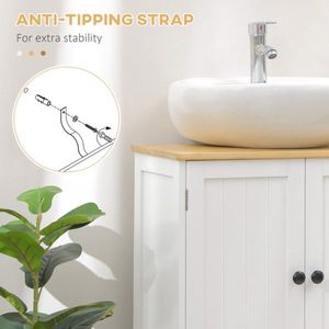 Crystal White Pedestal Sink Storage Cabinet with Double Doors Dark Walnut AS Bathroom Shelves - Product Image 3