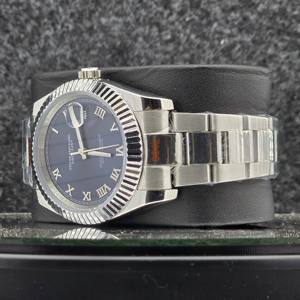 Luxury 41mm Men's Watch Stainless Steel <b>Automatic</b> Mechanical Style Blue Dial Roman Numerals BraceletBusiness <b>Wristwatch</b> - Product Image 3