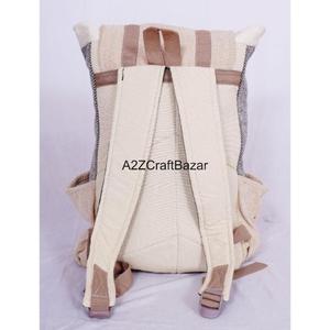 Sac à dos artisanal unisexe de taille moyenne en toile 100% coton, léger, vintage, 20L, avec fermeture à glissière et boucle, logo artisanal, pour les voyages - Product Image 5