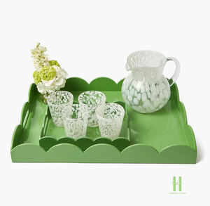 Plateau en laque artisanal écologique avec poignées, plateau de service décoratif à bord festonné pour la maison, la cuisine, l'hôtel - Product Image 2