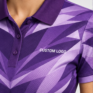 Custom <b>Purple</b> Lavender Chevron Print Womens <b>Polo</b> <b>Shirt</b> Quick Dry Breathable Short Sleeve Golf Team Uniform WPS-0729 - Product Image 6