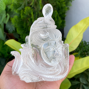 Statue de tête de Shiva en quartz clair, sculptée à la main, idole de Mahadev en cristal, sculpture naturelle de dieu hindou, décoration spirituelle pour la maison - Product Image 5