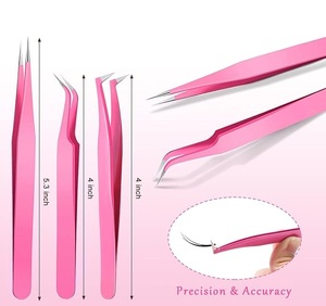 Pinzas Profesionales para Pestañas, Pinzas de Precisión para Extensión de Pestañas, Herramienta de Belleza de Acero Inoxidable para Uso en Salón y en Casa - Product Image 3