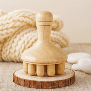 Masseur facial Gua Sha en bois rustique écologique avec artisanat en bois d'acacia massif pour la relaxation musculaire - Cadeau du Nouvel An - Product Image 6