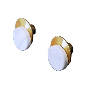 Perillas de mármol blanco y dorado Forma redonda Perillas de mármol más vendidas con tamaño de forma de color personalizado Hecho EN LA India Artículo - Product Image 1