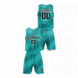 ชุดบาสเก็ตบอลแบบกำหนดเองสีเขียวอมฟ้าลายฮาล์ฟโทน ผ้าระบายอากาศดี เสื้อเจอร์ซีย์และกางเกงขาสั้นสำหรับทีมที่กำหนดเอง - Product Image 3