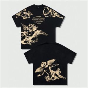 Camiseta de Algodón Oversize con Hombros Caídos, Diseño Gráfico Personalizado, Tejido Pesado, Estilo Urbano Casual para Uso Diario - Product Image 1
