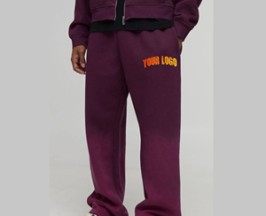 Pantalon de survêtement vintage droit mi-lourd en polaire pour homme, taille élastique, logo imprimé par transfert thermique sur la jambe droite, décontracté, pour l'automne - Product Image 4