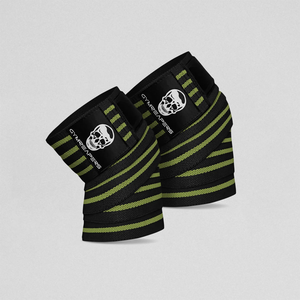 Bandes de genou en polyester robustes à compression élastique avec fermeture auto-agrippante pour la force athlétique, les squats, les soulevés de terre, la musculation et la gym - Product Image 4
